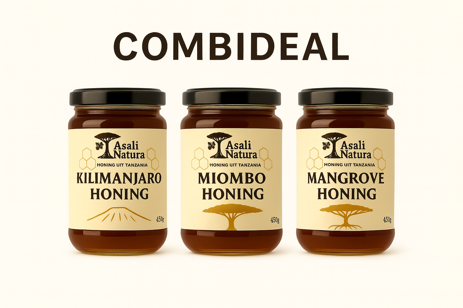 Asali Natura – Premium Honing Combipack (3 x 450g)