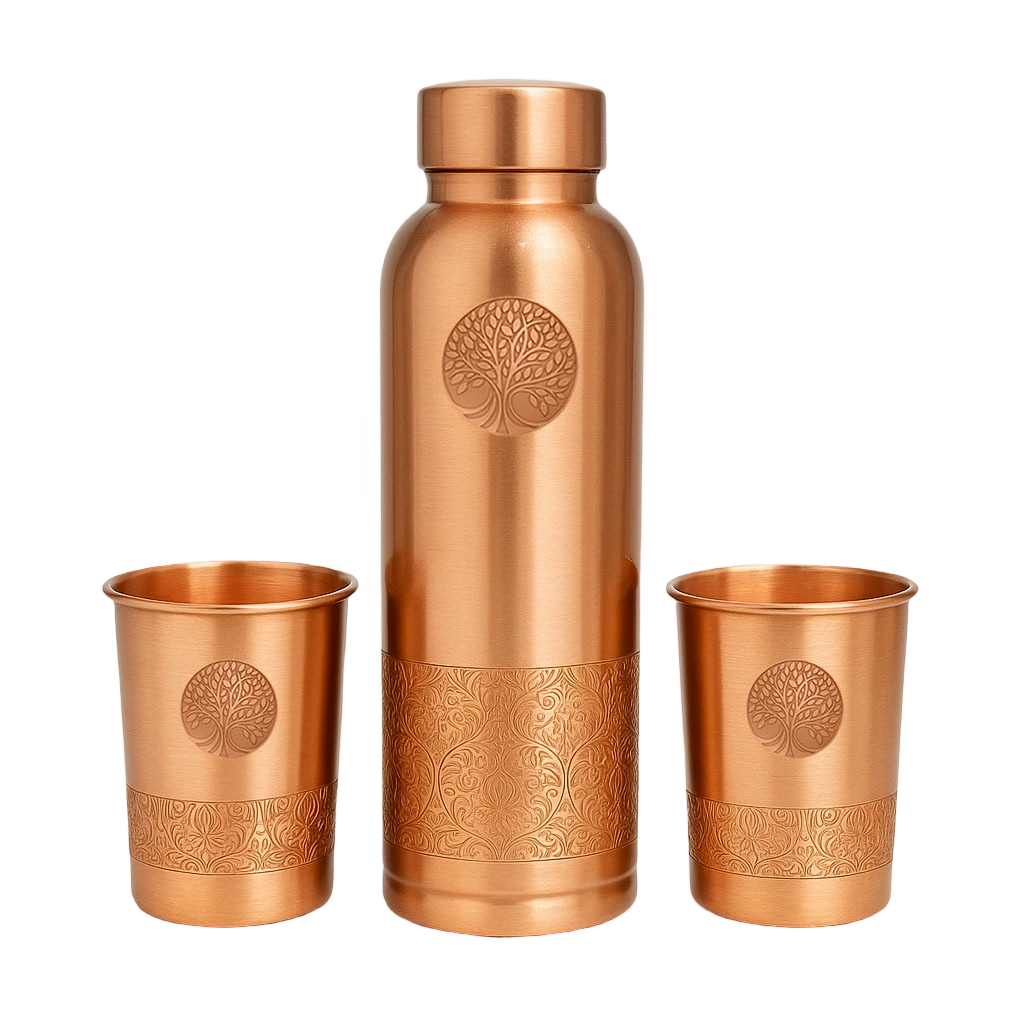 Koperen glazen set